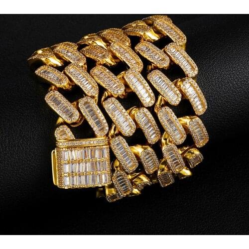US7 19m Miami Big Box Clasp Cuban Necklace Bracelet Men Women Prong Setting Iced Out Cubic Zirconia Bracelet Hip Hop Jewelry