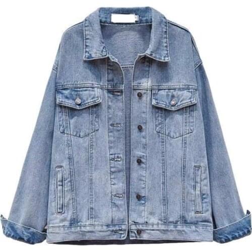 Jean Jacket Women Clothes Oversized Jeans Denim Coat Korean Coats Spring Fall 2021 New Jackets for Women Solid Casual