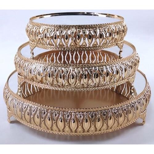 Metal wedding cake stand decoration party mirror tray metal dessert decoration cupcake stand