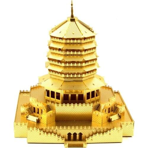 Microworld Models Leifeng Pagoda model DIY laser cutting Jigsaw puzzle building model 3D metal Puzzle Toys for adult gifts