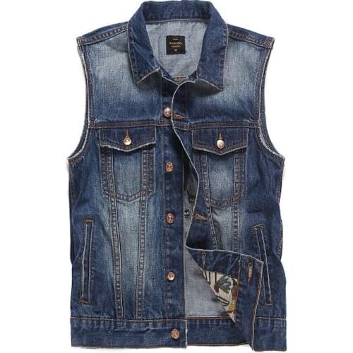 Korean Style Fashion Men Vest Retro Blue Indian Embroidery Designer Sleeveless Jackets Men Streetwear Hip Hop Denim Vest Men