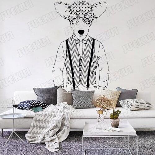 Nordic Style Animal Man Wall Decals Dog Gentleman Vinyl Art Wall Stickers Children Room Modern Wall Decor Living Room Art B48
