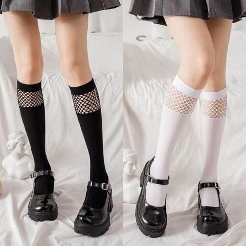 Black calf socks female ins tide spring and summer thin section knee-to-knee high tube stovepipe middle tube fishnet stockings