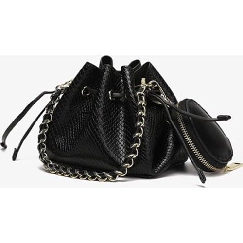 2021 New High-quality Pumping Belt Printing Bucket Bag Fashion Casual Retro Ladies Shoulder Messenger Chain Bag Sac A Main Femme