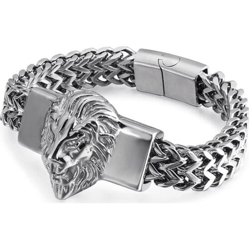 The new live mens stainless steel jewelry retro lion head titanium steel bracelet personality simple jewelry
