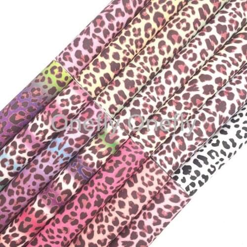 Onefly Dropshipping Wholesale Faux Leather Suppliers Leopard Printed Vinyl Fabric Felt Backing Bow DIY handbags shoes FZ049