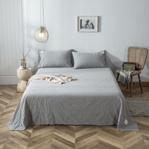 Bed Linen Washed Cotton Bed Sheet for Home Twin Full Queen King Flat Sheet Mattress Cover Double King Queen Size Wholesale New