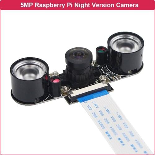 Raspberry Pi Camera 5MP Night Vision 130°/160° Wide Angle Webcam Focal Adjustable with 2 IR Sensor LED Lights for RPI 4B/3B+/3B