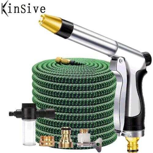 Expandable Garden Hose Shrinks Flexible Water Hose Showers Garden Brass Water Gun Sprinkler High Pressure Car Washer Jet Nozzles