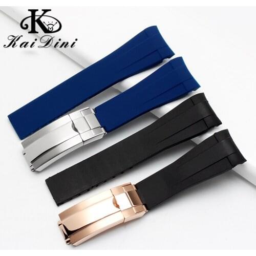 Waterproof silicone strap Adapted to greenwater ghost Submarine type Ditonna series black silicone rubber watch strap Man 20mm