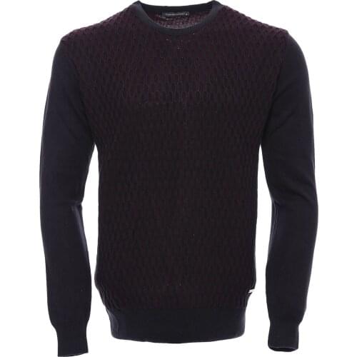 Black Diamond Patterned Circle Neck Sweater