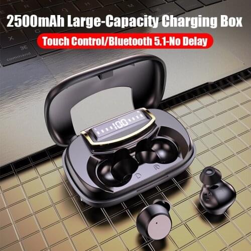 2500mAh TWS Wireless Bluetooth Earphones Touch Control In-ear Headphones Sports Waterproof Earbuds With Microphone Headsets