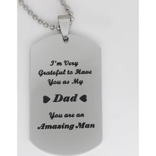 Ufine jewelry fathers day gift pendant army card I'm very grateful to have you as my... stainless steel customed necklace N4394