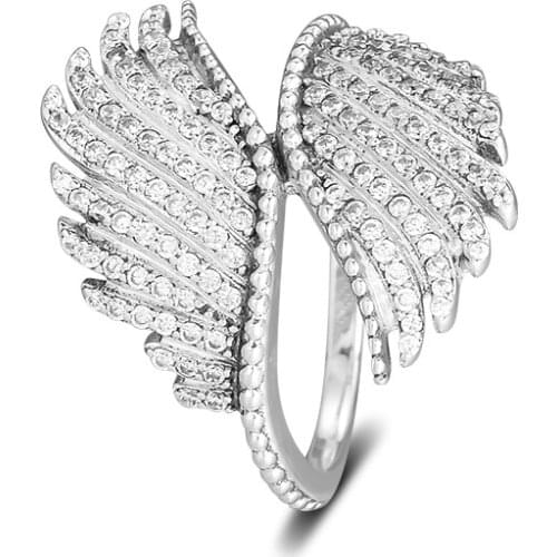 Majestic Feathers Ring 925 Sterling Silver Clear CZ Wedding Rings Women Engagement Fine Jewelry Wholesale