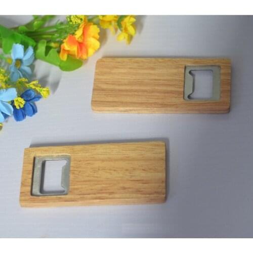 Fine Quality Beer Bottle Opener Wooden Handle Stainless Steel Square Openers Eco Friendly Anti Scald Lightweight W9584