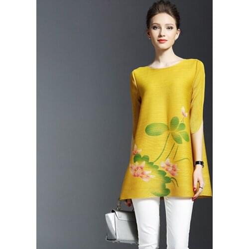 New 2020 Summer Womens T-shirt Fashion Round Neck Half-sleeved Printed Tshirt Tee Large Size Loose Midi Long t-shirt Dress 2036