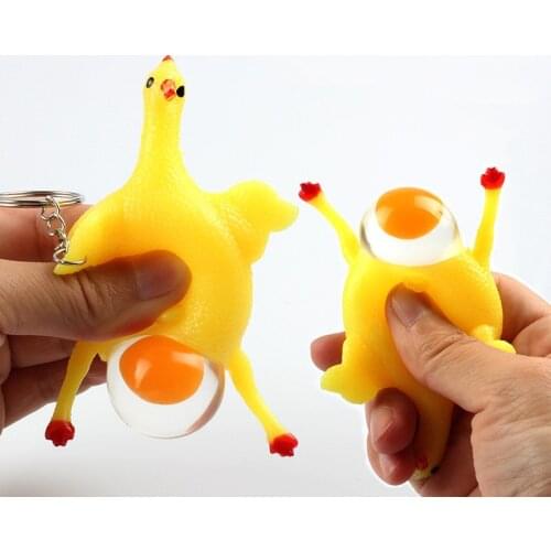 1PC Funny Gadgets Gag Toys Chicken Laying Egg Vent Chicken Jokes Maker Keyring Egg Laying Hens Crowded Stress