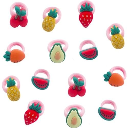 10pcs/bag New Children Cute Cartoon Fruit Hair Tie Girls Lovely Colors Hair Rope Kids Baby Sweet For Baby Hair Accessories