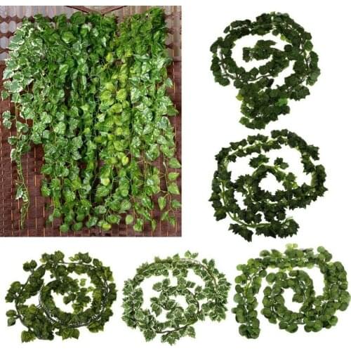 100Pcs 6.5Ft Artificial Ivy Leaf Garland Plants Vine Fake Foliage Flowers For Home Garden Wedding Decoration Rattan Leaf Vine