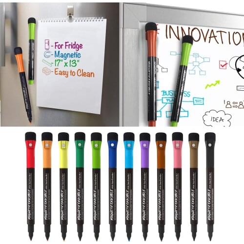 12 Colors Dry Erase Markers Magnetic Dry Erase Markers Fine Tip Whiteboard Markers with Eraser