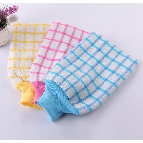 2Pcs Grid Thick Body Scrubbing Bath Cleaning Gloves Double Exfoliating Shower Towels Dead Skin Removal Color Random