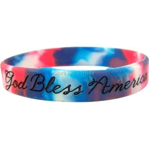 200pcs swirl God Bless America USA wristband silicone bracelets free shipping by FEDEX