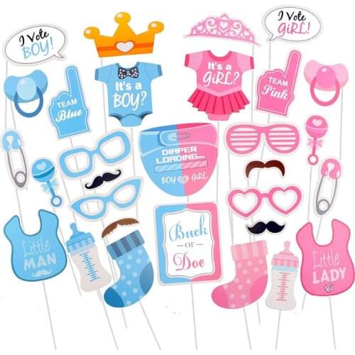 30pcs Baby Shower Photo Booth Props Its a Boy Girl Favors Party Decorations Supplies Games Babyshower Photobooth