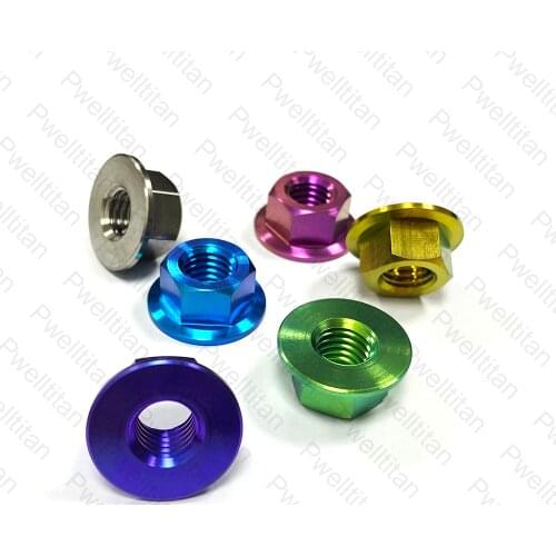 Titanium Flange Nuts M6 M8 M10 GR5 Alloy Material Screws Bolts Fastener for Motorcycle Bicycle Bike Car 4 PCS
