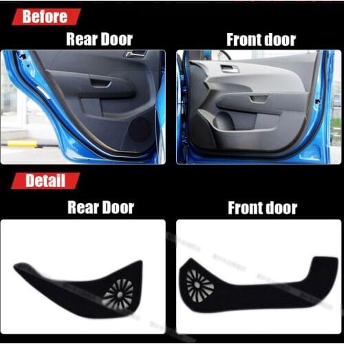 4pcs Fabric Door Protection Mats Anti-kick Decorative Pads For Chevrolet Aveo 2011-2014