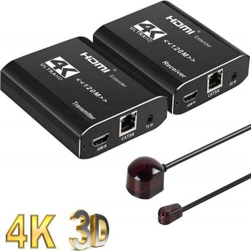4K HDMI Extender IR 120m HDMI Extender RJ45 3D HDMI Extender Transmitter Receiver Cat5e/Cat6 Cable For PS4 Apple TV