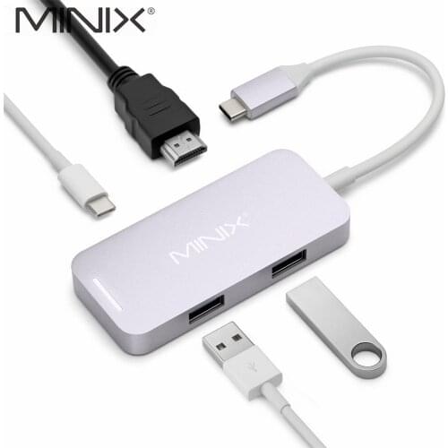MINIX NEO C Mini USB-C Multiport Adapter with HDMI-compatible UHD (3840x2160) 30Hz USB3.0 Space Gray Compatible with MacBook
