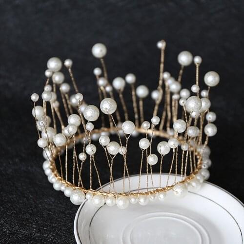 Crown Birthday Baking Accessories Flowers Birthday Cake Decoration Highlight Pearl Headdress Hair Accessories Headband GQ