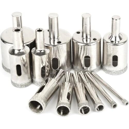 Diamond Drill Bits 12Pcs Hole Saw Diamond Hollow Core Drill Bit Set Coating Carbon Steel Glass Porcelain Ceramic Tile 3-32mm
