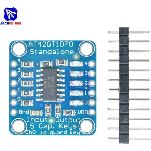 Standalone AT42QT1070 5-Pad Capacitive Touch Sensor Breakout Module with Pin