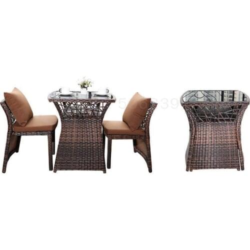Balcony Rattan Chair Three-piece Outdoor Garden Rattan Table And Chair Combination Recreational Open-air Balcony Small Tea Table