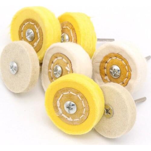 3.0mm Shank White Yellow Mirror Polishing Wheel Cotton T Style Polish Buffing Wheel Grinding Head Cloth Dremel Grinder Brush