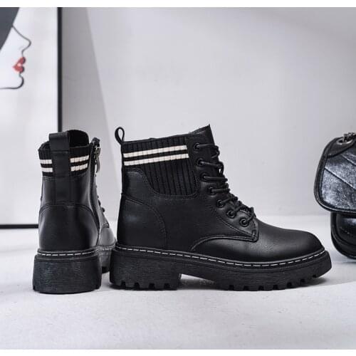 Thick-soled Martin boots in the tube British style short boots 2021 autumn and winter new locomotive cotton boots plus velvet
