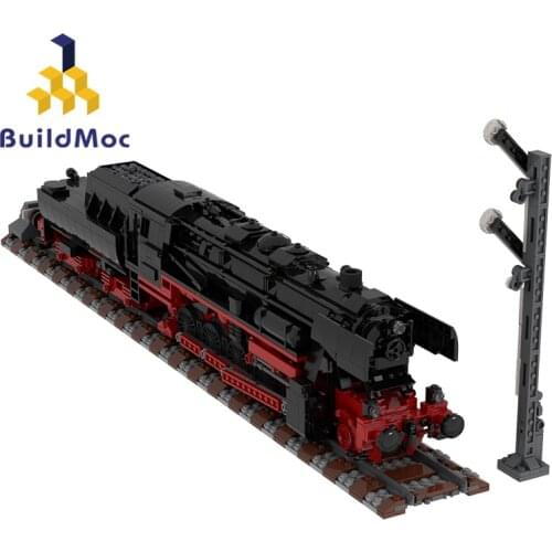 Buildmoc City Train German Class 52.80 "Reko" Steam Locomotive Technical Industry Vapour Train Building Blocks Toys For children