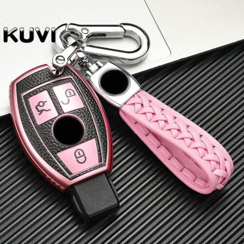 Hot Sale TPU+Leather Car Key Case Cover For Mercedes Benz W204 W212 C180 GLK300 CLS CLK CLA SLK C S E Class Remote Smart Holder