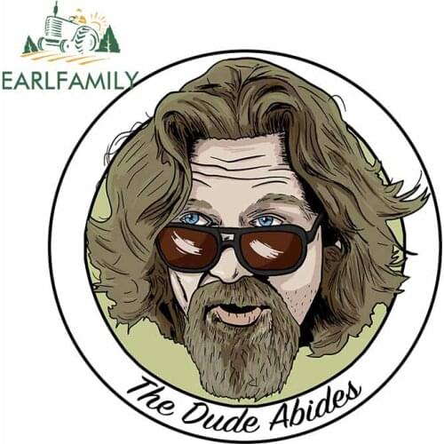 EARLFAMILY 13cm x 12.8cm for The Dude Abiden Car Stickers Camper Silhouette Creative Decal Refrigerator Windows Vinyl Car Wrap