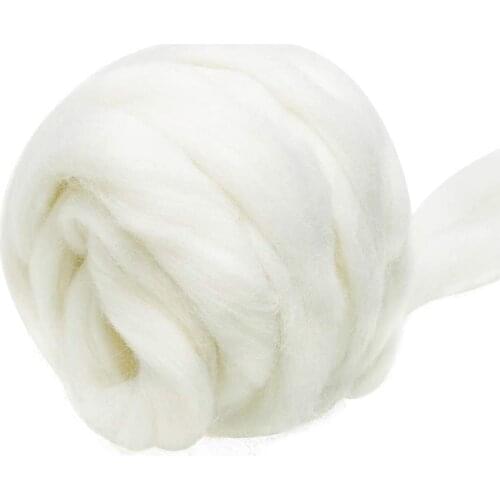 Imzay 3.53oz Wool Roving Yarn, 100% Pure Wool, Chunky Yarn, Spinning Wool Roving for Needle Felting Wet Felting DIY（white
