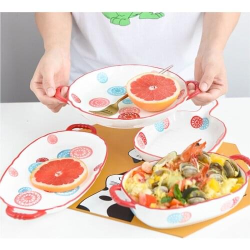 JSWORK Ceramics Kitchen Fruit Food Plates Dessert Dishes Cake Serving Tray Tableware Dinnerware Utensils Bakeware Tools Oven