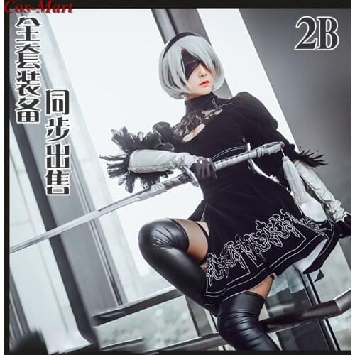 Hot Sell Game NieR:Automata YoRHa 2B Cosplay Costume Fashion Black Battle Uniform Female Halloween Party Role Play Clothing S-L
