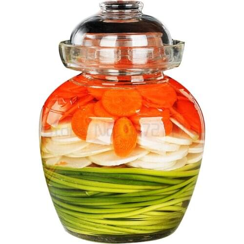 Creative Transparent Glass Kimchi Jar Chinese Tradition Pickle Jars Cabbage Vegetables Chili Pickled Container Pickling Bottle