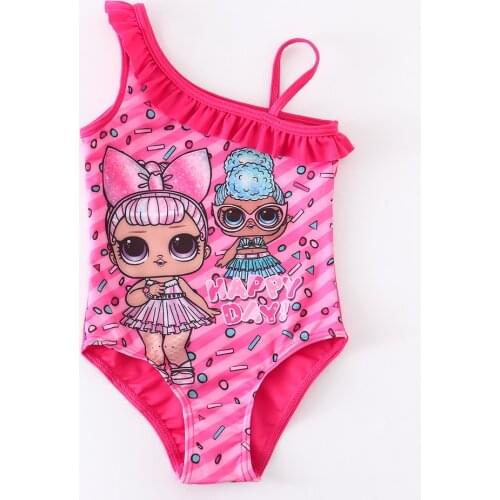 2-8 Years Girls Swimsuit 2021 New One Piece Swimwear LOL Style Childrens Swimwear Unicorn One Piece Swimsuit RT06