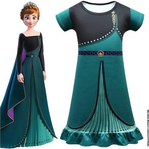 Disney princess summer night dress children pajama children cosplay clothing baby cartoon Frozen 2 nightgown girl sleepwear robe