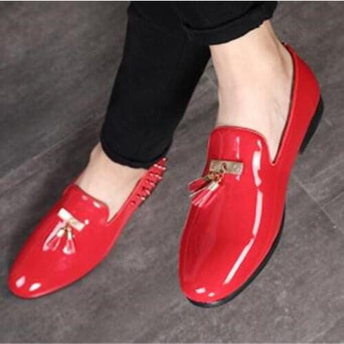 Zapatos hombre red blue spiked loafers mens dress wedding oxford tassel italian office formal suit unit shoe last