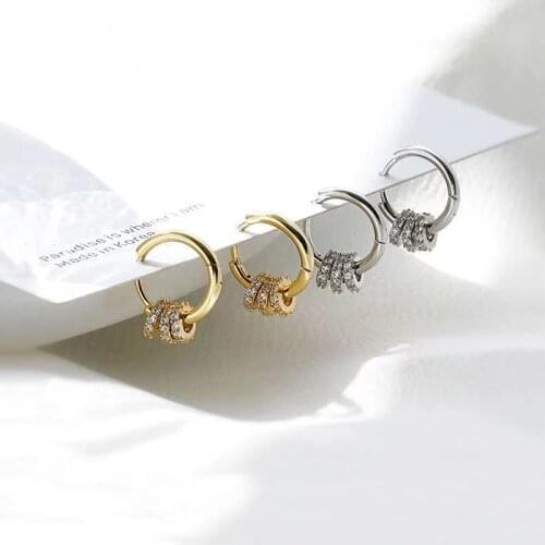 LOVOACC Minimalist Bling Rhinestones Hoop Earrings for Women Gold Color Metal Hollow Circle Statement Earrings Party Jewelry