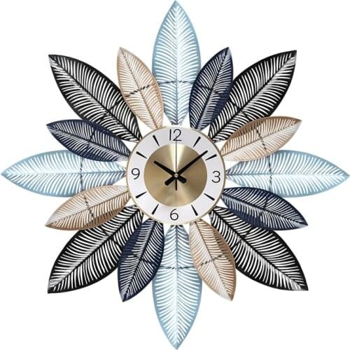 Nordic Creative Metal Wall Clocks Living room 3D Wall Sticker Mute Wall Clock Wall Hanging Ornaments Crafts Home Decoration