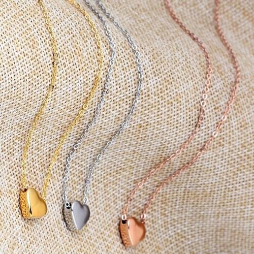 Fashion Stainless Steel Mirror Polish Heart Necklace Choker For Women Girl Pendant Jewelry Gift 50cm